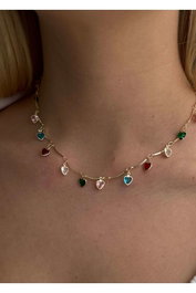 Heliophilia Silver KPEGMSA35151 Collar de Latón con Piedra de Circonio Dorado